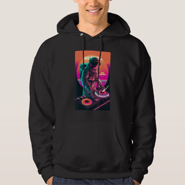 Sudadera Astronaut DJ DJing in Space EDM cool Vaporwave Gra (Anverso)