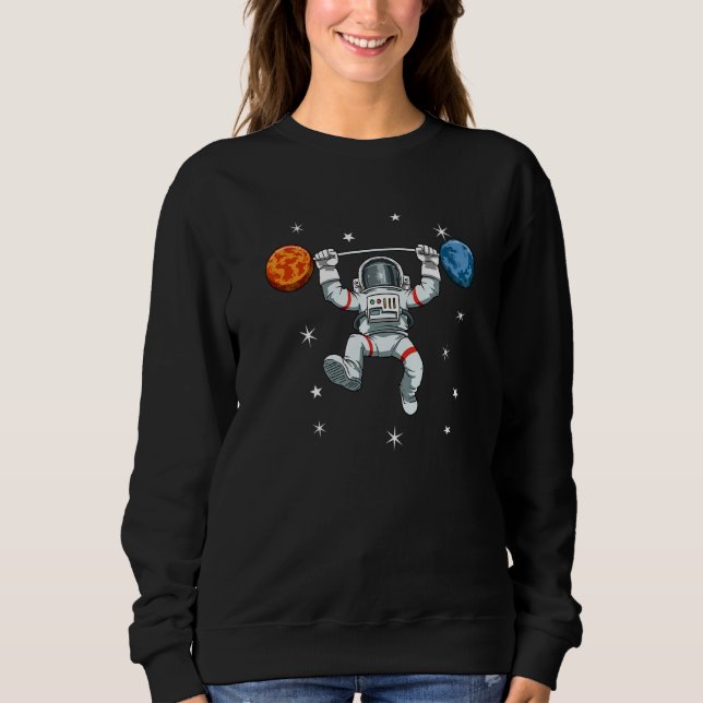 Sudadera Astronaut dumbbell bar planet Premium (Anverso)