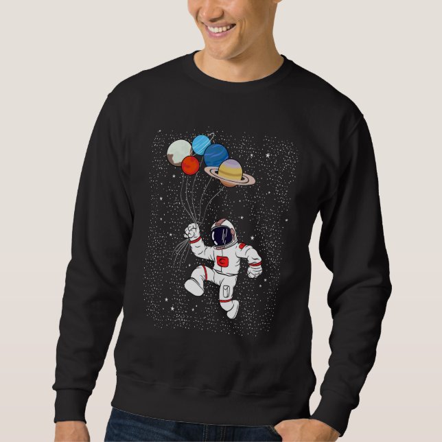 Sudadera Astronaut Holding Planet Balloons Boys Girls STEM  (Anverso)