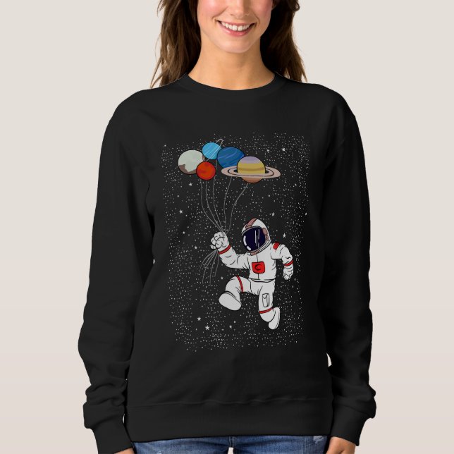 Sudadera Astronaut Holding Planet Balloons Boys Girls STEM  (Anverso)