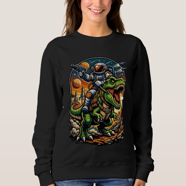 Sudadera Astronaut Riding a T-Rex – Epic Space Dinosaur (Anverso)