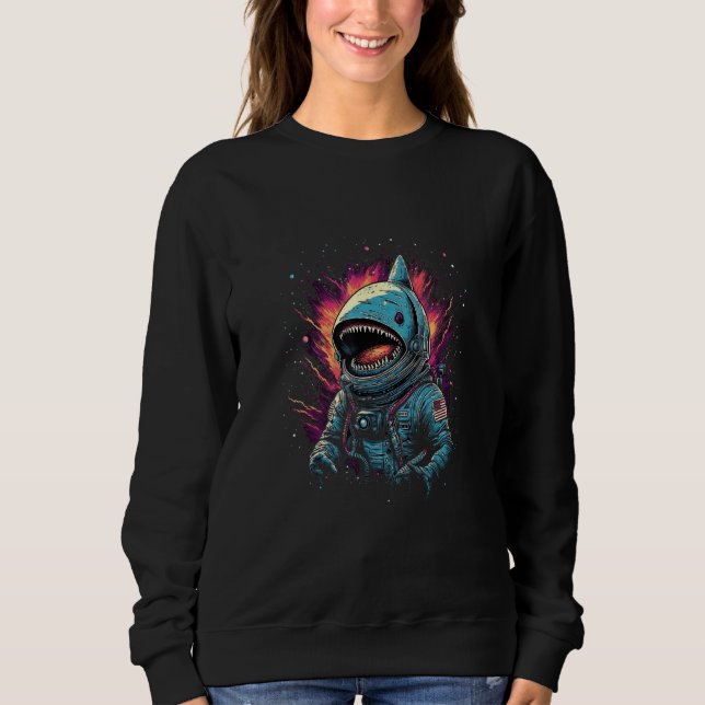Sudadera Astronaut Shark Space Sharks Lover Futuristic Retr (Anverso)