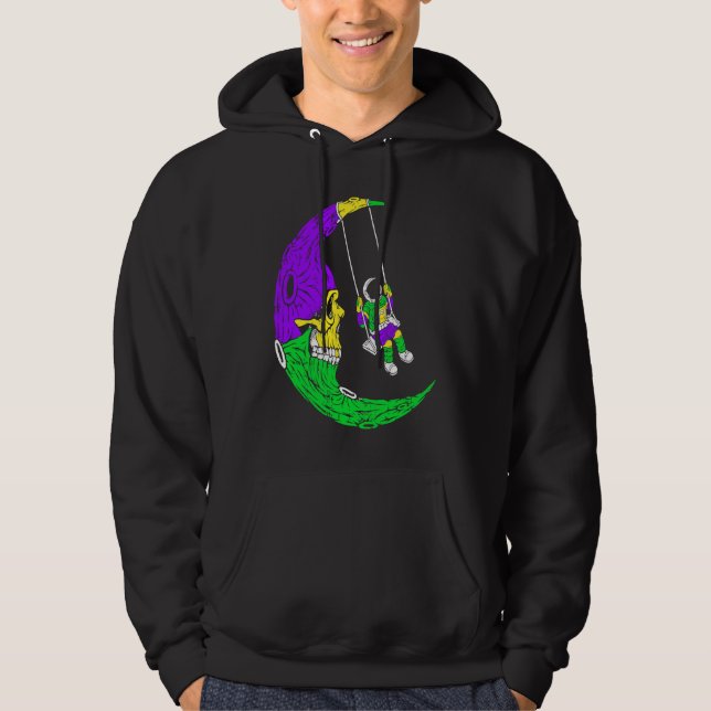 Sudadera Astronaut Swinging On Moon Skull Mardi Gras Carniv (Anverso)