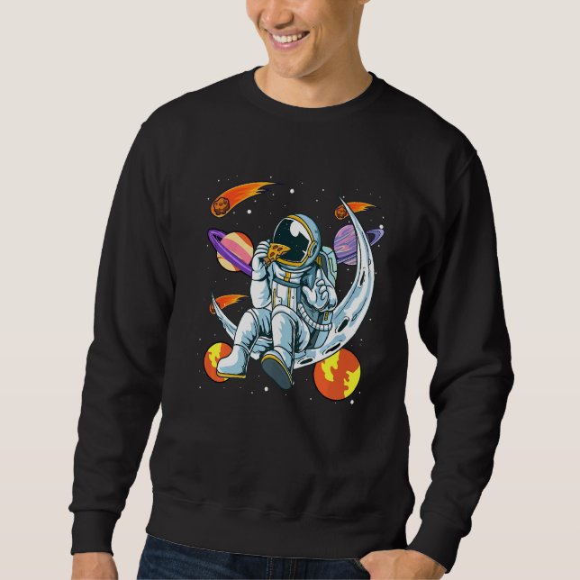 Sudadera Astronauta Comer Pizza Alimentos Moon Ufo Extrater (Anverso)