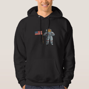 Sudadera Astronauta con bandera estadounidense en la Luna d