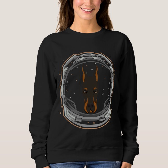 Sudadera Astronauta De Perro Doberman Cute En El Espacio (Anverso)
