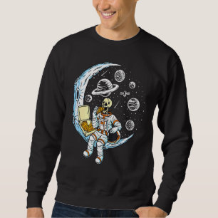 Sudadera Astronauta de Skeleton comiendo pizza en la luna
