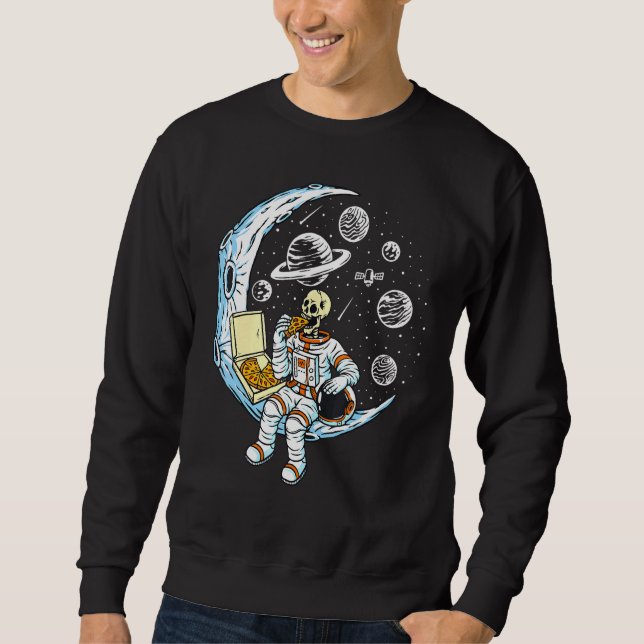 Sudadera Astronauta de Skeleton comiendo pizza en la luna (Anverso)