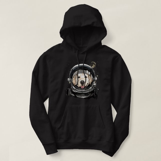 Sudadera Astronauta del espacio ultraterrestre Golden Retri (Diseño del anverso)