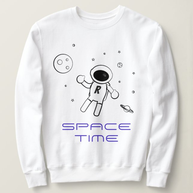 Sudadera Astronauta en el espacio - Arte en negro, blanco y (Anverso del diseño)