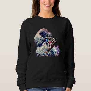 Sudadera Astronauta en el espacio exterior surfeando sobre 