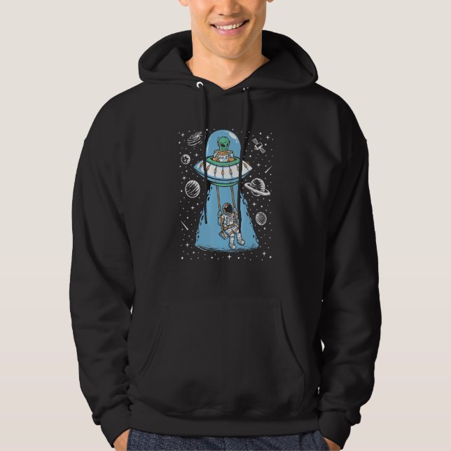 Sudadera Astronauta Gracioso En La Luna Jugando Swing Ufo A (Anverso)