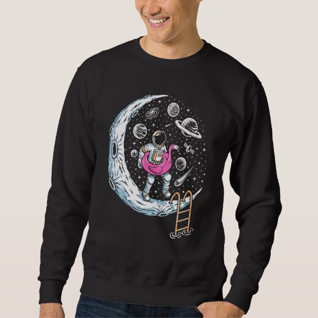Sudadera Astronauta Gracioso En La Piscina De La Luna De Ju (Anverso)