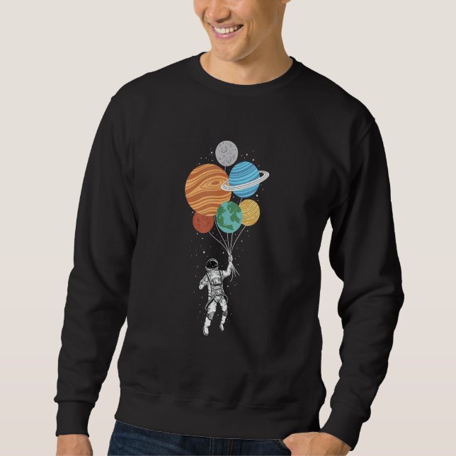 Sudadera Astronauta Holding Planet Balloons Solar System Sp (Anverso)