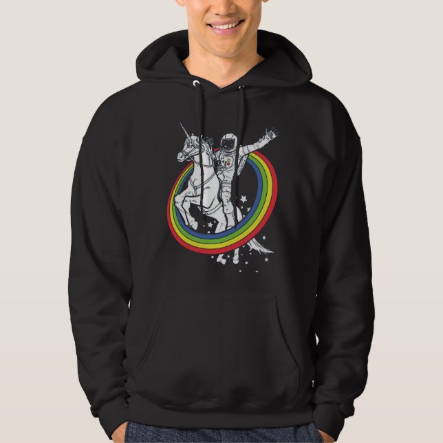 Sudadera Astronauta montando unicornio, divertido espacio e (Anverso)