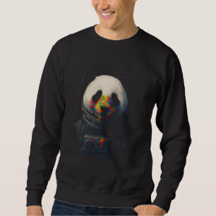 Sudadera Astronauta Panda con Salpicaduras de Pintura Neon 