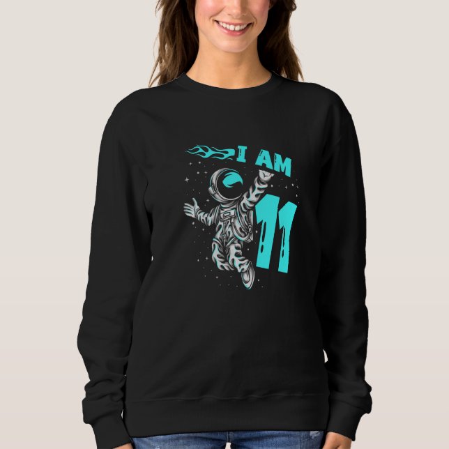 Sudadera Astronauta  Planeta Nave Espacial Feliz 11 cumplea (Anverso)