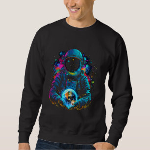 Sudadera Astronauta sostiene planetas ciencia astronauta te