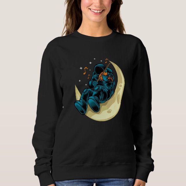 Sudadera Astronauta tocando violines en la luna cosmonautas (Anverso)