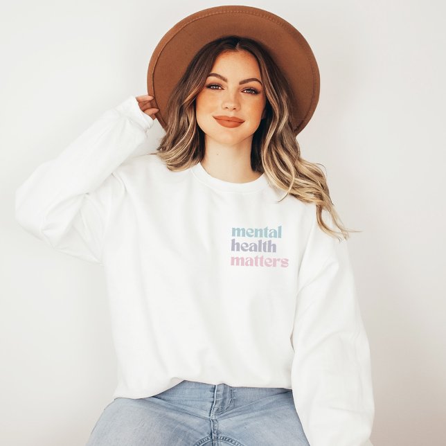 Sudadera Asuntos de salud mental | Cita retro Gris francés (Mental Health Matters Sweatshirt | Retro Quote French Gray | Aesthetic Sweater)