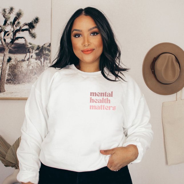 Sudadera Asuntos de salud mental | Cita retro Rosa Claro (Mental Health Matters Sweatshirt | Retro Quote Rosa Claro | Aesthetic Sweater)