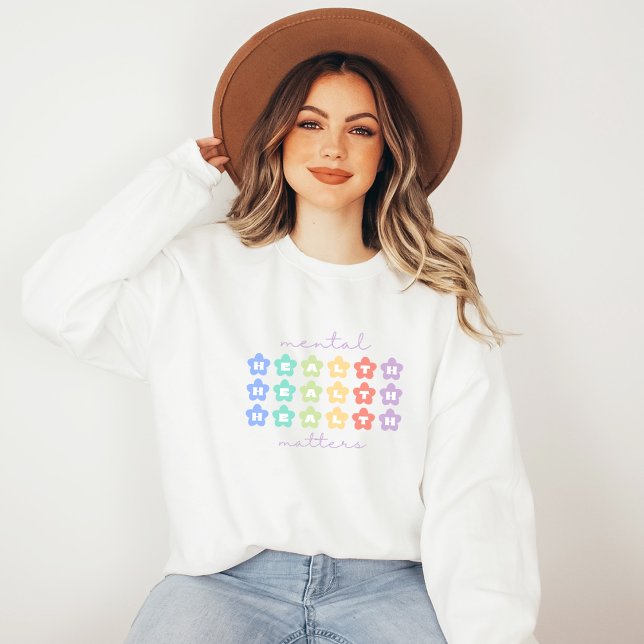 Sudadera Asuntos de salud mental | Flores Retro Peach Candy (Mental Health Matters Sweatshirt | Retro Flowers Peach Candy | Aesthetic Sweater)