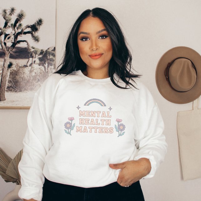 Sudadera Asuntos de salud mental | Groovy Rainbow French Gr (Mental Health Matters Sweatshirt | | Aesthetic Sweater)