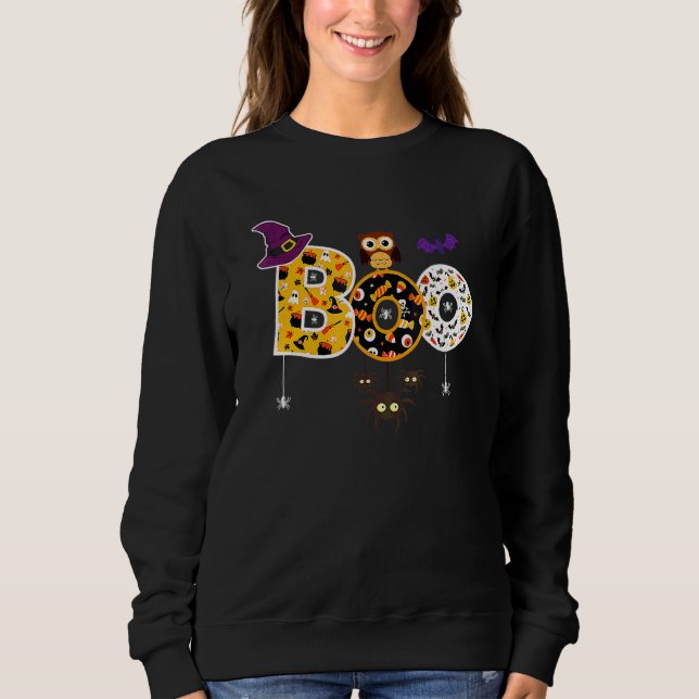 Sudadera Asustar Halloween Con Arañas Y Sombrero De Bruja B (Anverso)