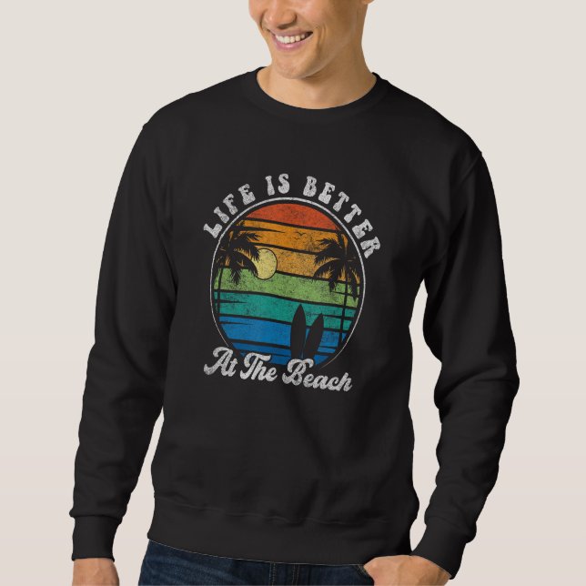 Sudadera At The Beach 70s RetroS urfboard Surf Surfing (Anverso)