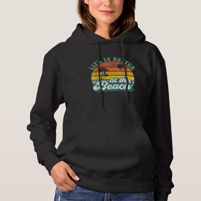 Sudadera At The Beach Tropical Retro Sunset Palm Trees (Anverso)