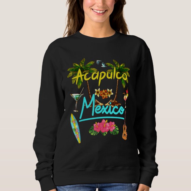 Sudadera Atapulco Mexico Beach Summer Palm Surf Sun Set Pal (Anverso)