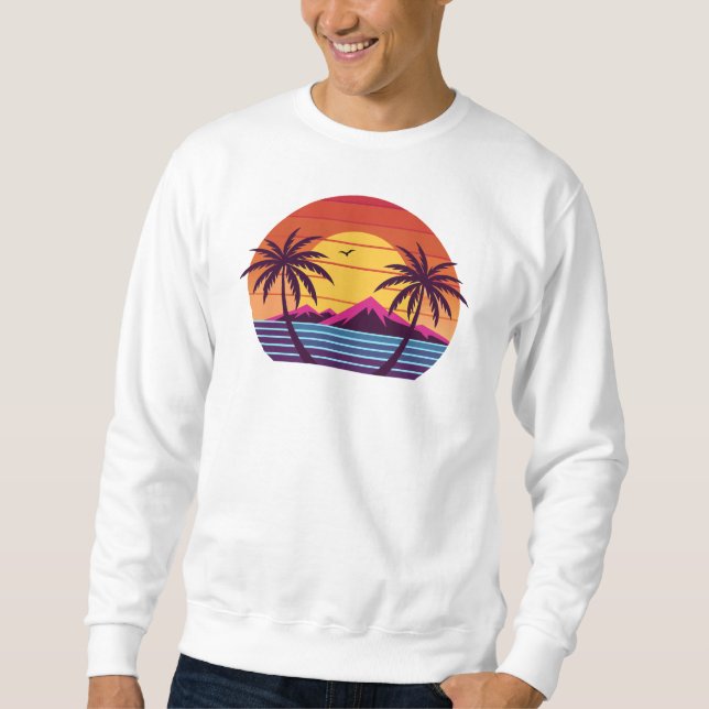 Sudadera Atardecer con vector de palmeras-98804 (Anverso)