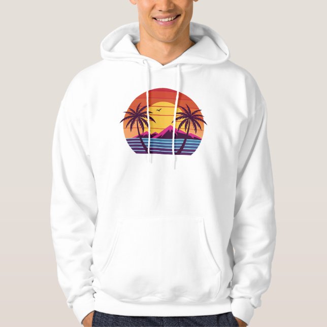 Sudadera Atardecer con vector de palmeras-98804 (Anverso)