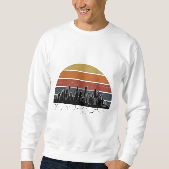 Sudadera Atardecer del horizonte de la ciudad retro de los  (Anverso)
