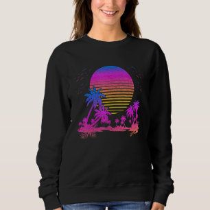 Sudadera Atardecer estético de las palmas de arte de la ond