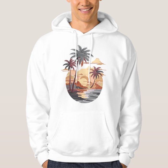 Sudadera Atardecer hawaiano con palmera. (Anverso)