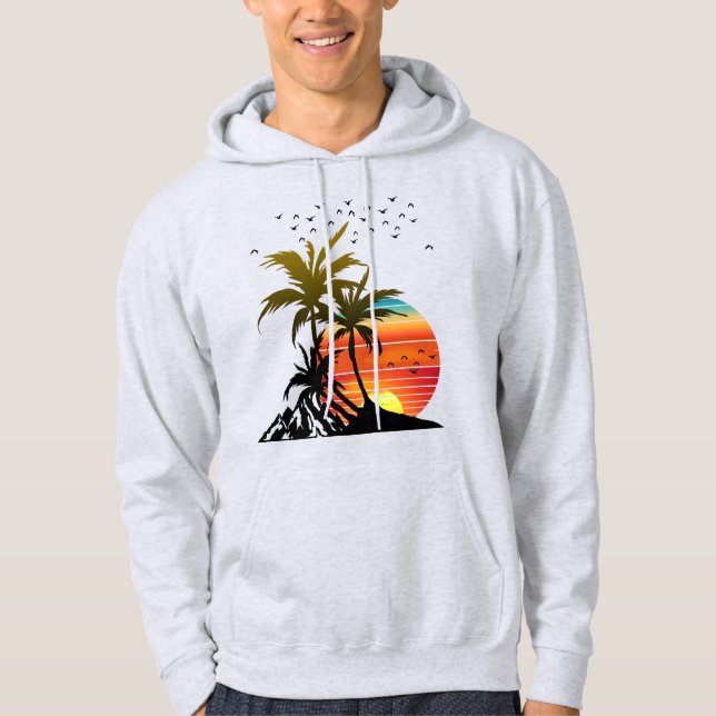 Sudadera Atardecer Montaña Palmeras Retro (Anverso)