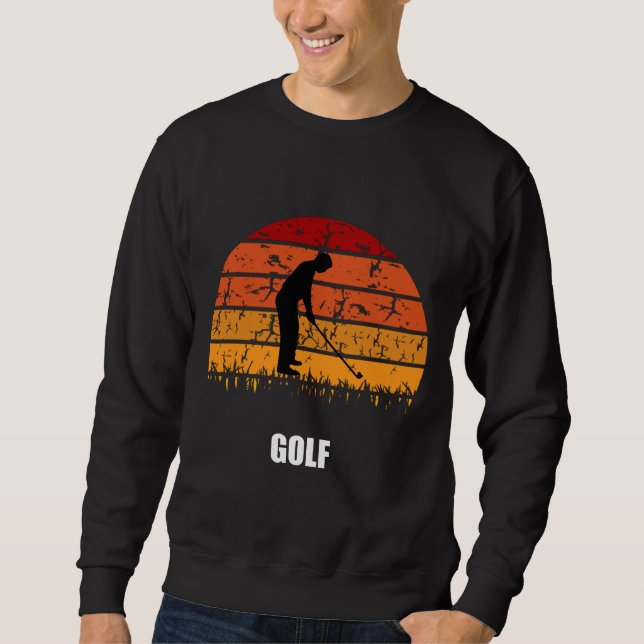 Sudadera atardecer retro de golf (Anverso)