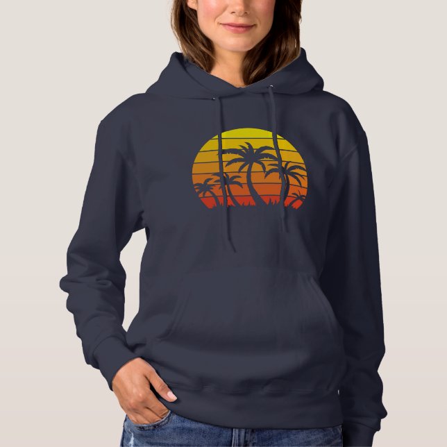 Sudadera Atardecer Retro Vintage Y Palmeras (Anverso)