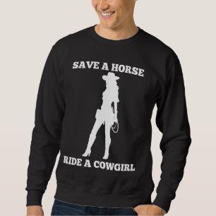 Sudadera Atardecer Salva A Un Caballo Montando Una Vaquera