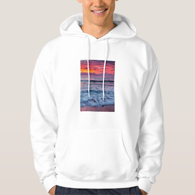 Sudadera Atardecer sobre olas oceánicas, California (Anverso)