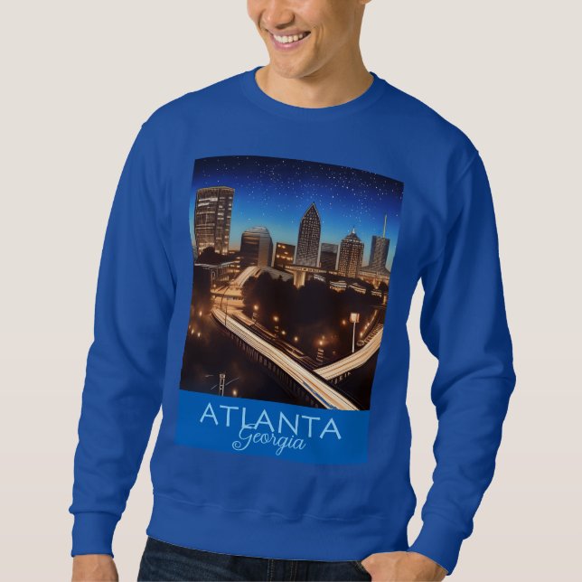 Sudadera Atlanta Georgia Poster de Noche Azul y Oro (Anverso)