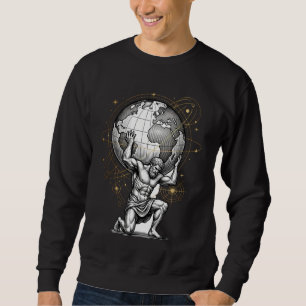 Sudadera Atlas sosteniendo globo Mitología Diseño Celeste