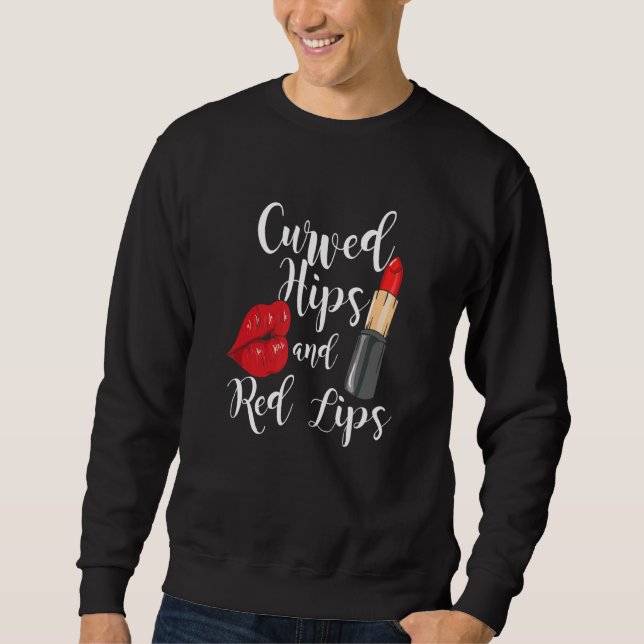 Sudadera Atractivo Labios Rojos Palo De Labios Curvados Hip (Anverso)