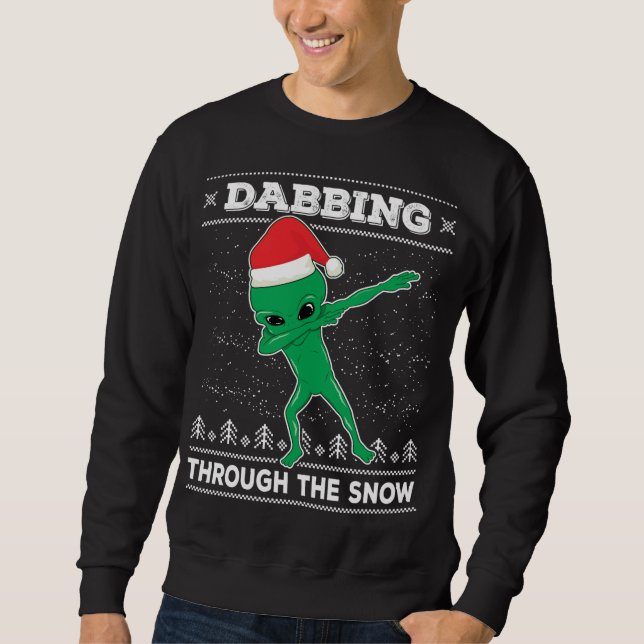 Sudadera Atravesando La Nieve Alien Santa Ugly Christma (Anverso)