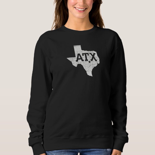 Sudadera Atx Austin Tx Con Silhouette De Texas (Anverso)