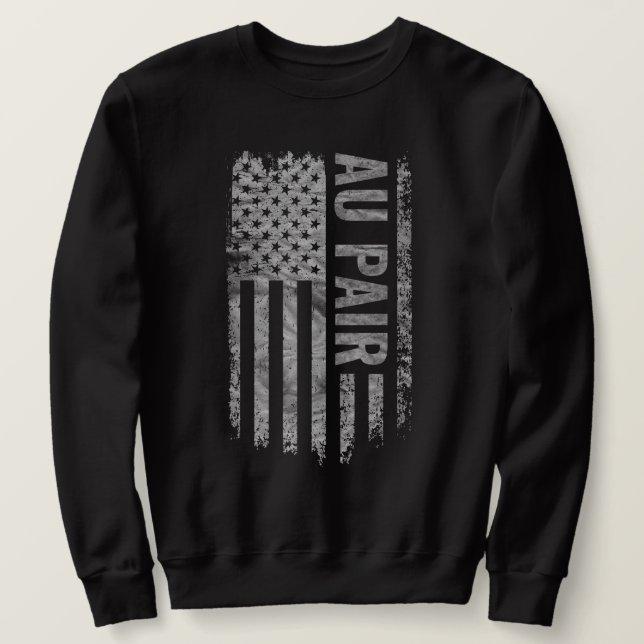 Sudadera Au Pair USA Flag Distressed design (Anverso del diseño)