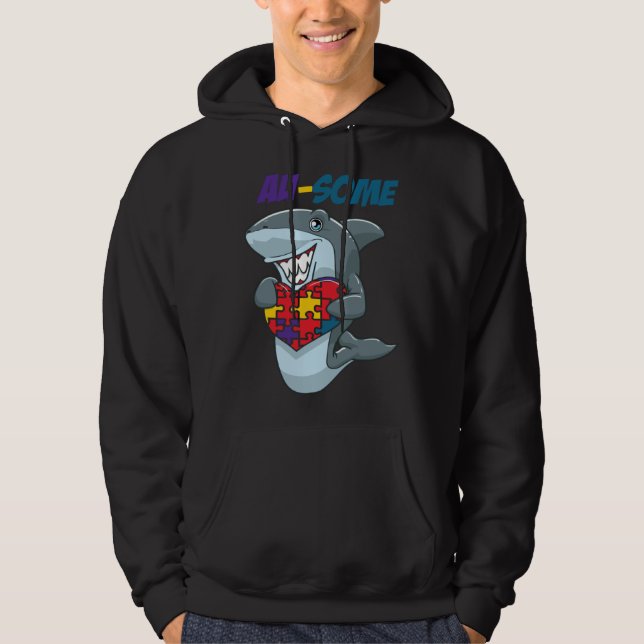 Sudadera Au Some Shark Awesome Autistic Puzzle Autism Aware (Anverso)
