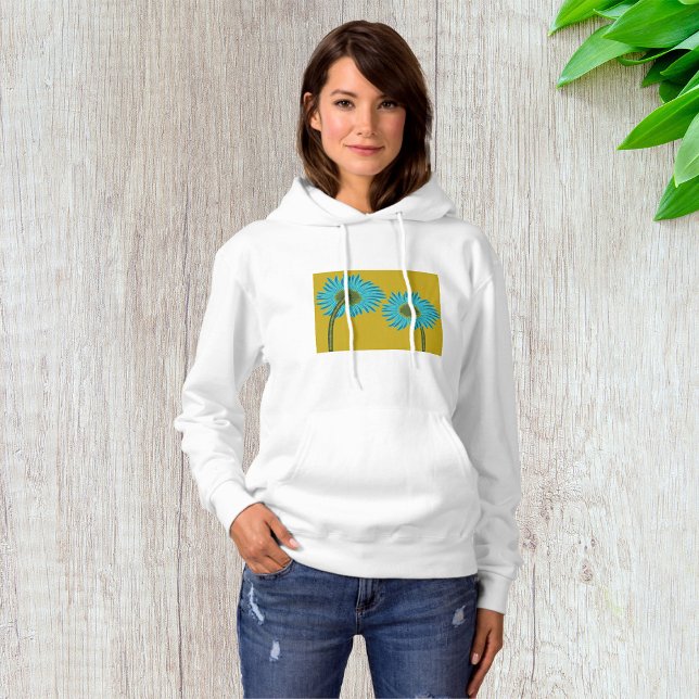 Sudadera Audaz arte de margarita azul sobre fondo amarillo  (Subido por el creador)