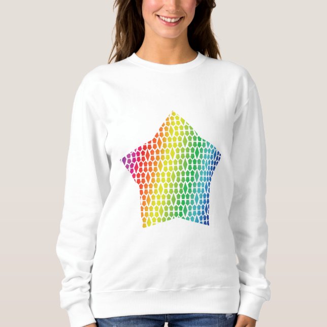 Sudadera Audaz estrella del hongo arcoiris y del patrón de  (Anverso)